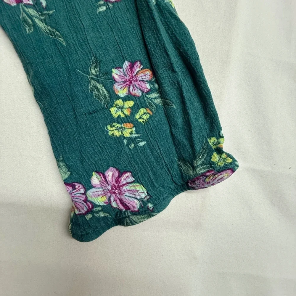 Justice Girls L 12/14 Floral 2 Pc Shorts Set Wrap Crop Top Green Boho Outfit
